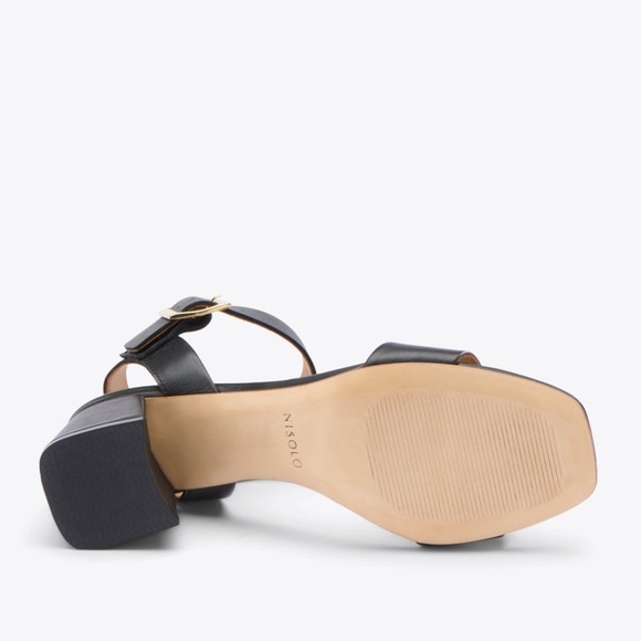 NISOLO Stella Go-To Block Heel Sandal size 5 in black leather New in Box! - Picture 8 of 14